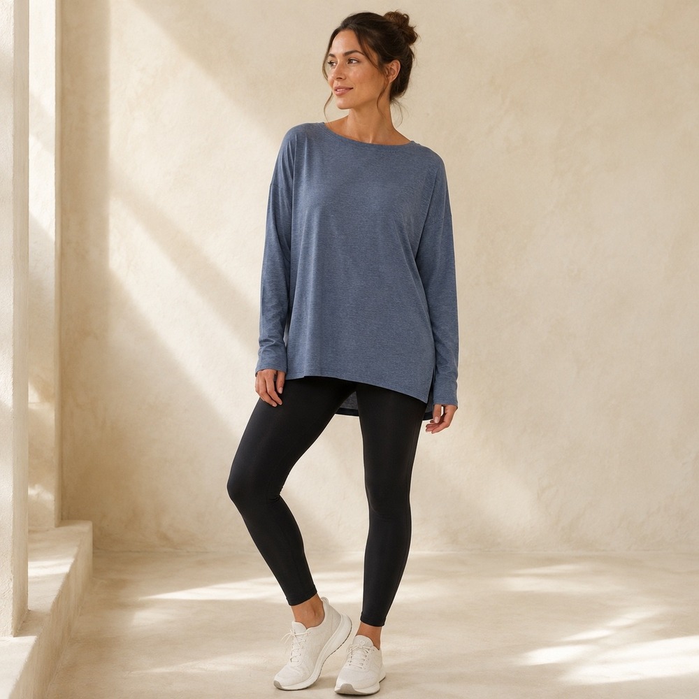 Lululemon Back in Action Long Sleeve Blue Oversized Pima Cotton Tunic XL